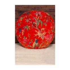 Riva Home Riva Paoletti Orange Paradise Round Velvet Polyester Filled Cushion
