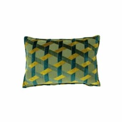 Riva Home Riva Paoletti Teal Blue/Gold Delano Geometric Polyester Filled Cushion