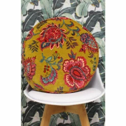 Riva Home Riva Paoletti Lemon Curry Malisa Round Paisley Pattern Polyester Filled Cushion