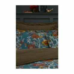 Riva Home Set Of 2 Teal Blue Bloom Floral Oxford Pillowcases