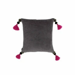 Riva Home Riva Paoletti Mink Grey/Damson Purple Poonam Velvet Polyester Filled Cushion