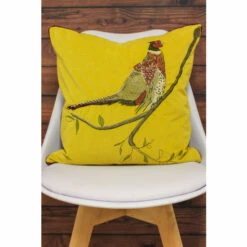 Riva Home Riva Paoletti Mustard Yellow Hunter Velvet Embroidered Polyester Filled Cushion