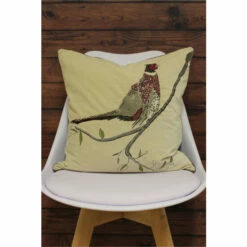 Riva Home Riva Paoletti Natural Beige Hunter Velvet Embroidered Polyester FIlled Cushion