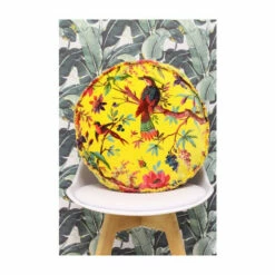 Riva Home Riva Paoletti Yellow Paradise Round Velvet Polyester Filled Cushion