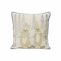 Riva Home Cream Advent Skating Penguins Cushion