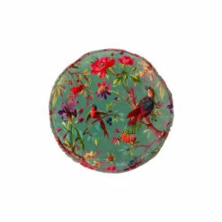 Riva Home Riva Paoletti Mineral Green Paradise Round Velvet Polyester Filled Cushion