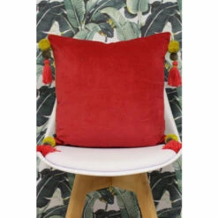 Riva Home Riva Paoletti Pomegranate Red/Lemon Curry Poonam Velvet Polyester Filled Cushion