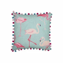 Riva Home Riva Paoletti Duck Egg Blue Flamingo Printed Polyester Filled Cushion