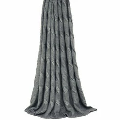 Riva Home Silver Metallic Cable Chunky Knit Throw