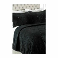 Riva Home Black Diamanté Bedspread & Pillowsham Set