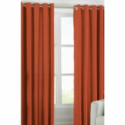 Riva Home Burnt Orange Fiji Faux Silk Eyelet Curtains
