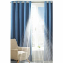 Riva Home Denim Blue Twilight Thermal Blackout Eyelet Curtains