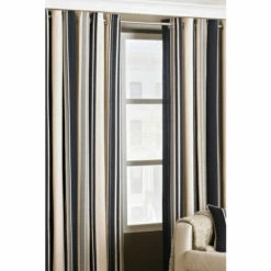 Riva Home Black Broadway Striped Eyelet Curtains