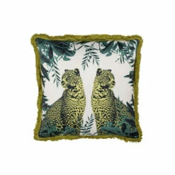 Riva Home Riva Paoletti Teal Blue/Ochre Yellow Twin Leopard Printed Polyester Filled Cushion
