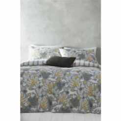Riva Home Furn. Grey Grey/Ochre Yellow Skandi Woodland Brushed Cotton Winter Stag Reversible Duvet Cover And Pillowcase Set -Riva Home shop unnamed file 695