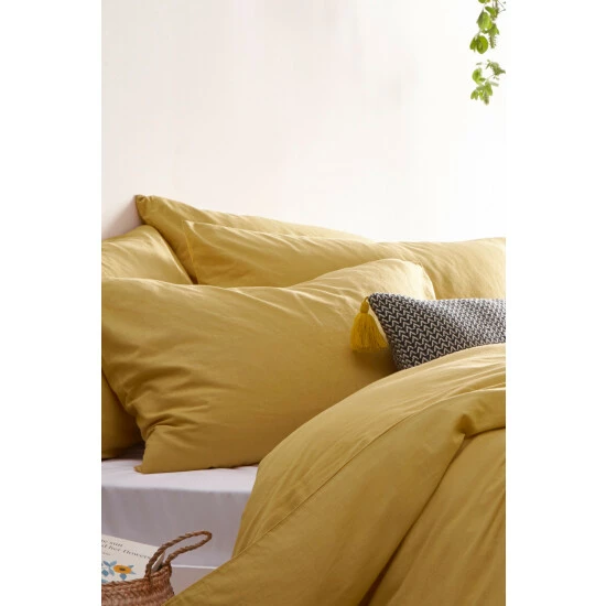 Riva Home The Linen Yard Mustard Yellow Stonehouse Washed Cotton Linen Look Duvet Cover And Pillowcase Set 5 Riva Home The Linen Yard Mustard Yellow Stonehouse Washed Cotton Linen Look Duvet Cover And Pillowcase Set - Image 3