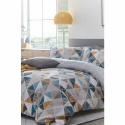 Riva Home Furn. Grey Multicolour Harlequin Geometric Reversible Duvet Cover And Pillowcase Set -Riva Home shop unnamed file 754