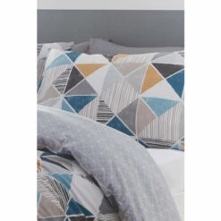 Riva Home Furn. Grey Multicolour Harlequin Geometric Reversible Duvet Cover And Pillowcase Set -Riva Home shop unnamed file 756