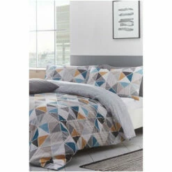 Riva Home Furn. Grey Multicolour Harlequin Geometric Reversible Duvet Cover And Pillowcase Set -Riva Home shop unnamed file 757